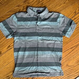 Patagonia Men's Striped Gray and Blue Shirt